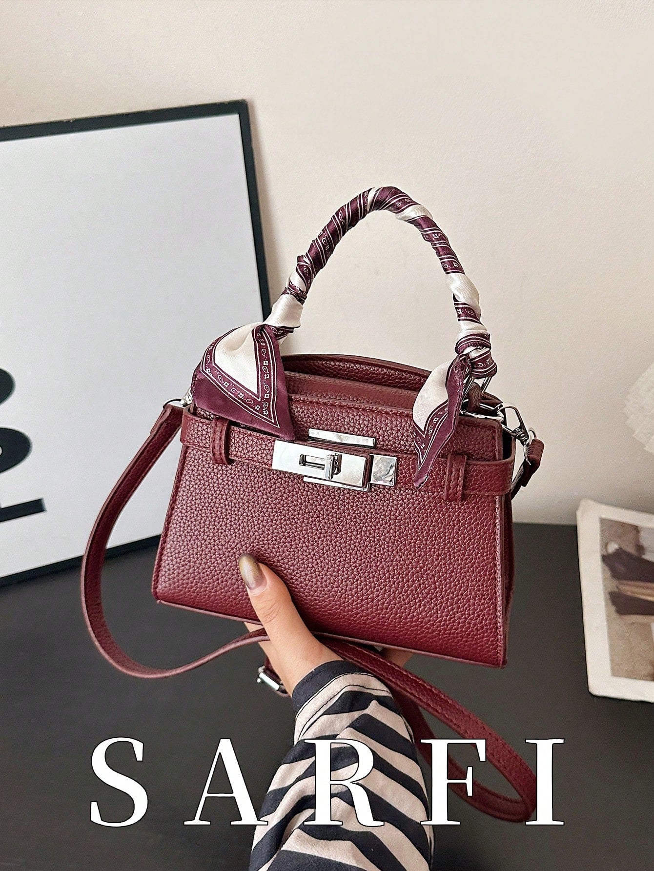 Women’s Litchi Grain Crossbody Handbag