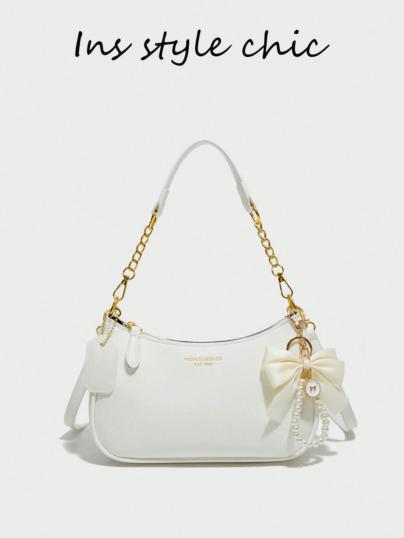 Pink Letter Crescent Shoulder Bag