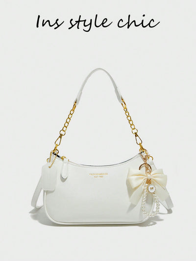 Pink Letter Crescent Shoulder Bag