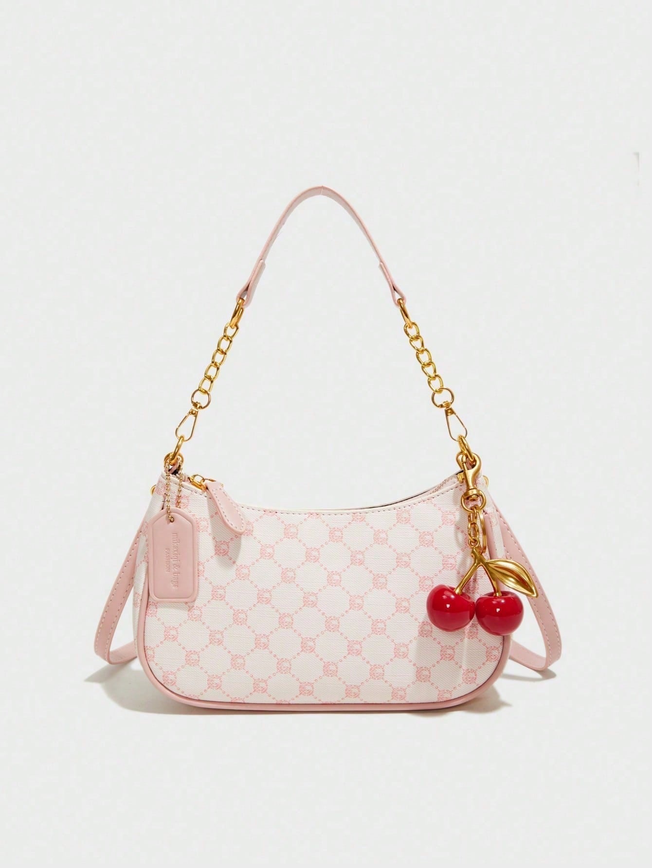 Pink Letter Crescent Shoulder Bag