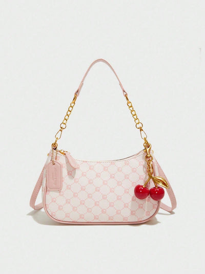 Pink Letter Crescent Shoulder Bag