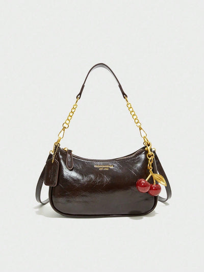 Pink Letter Crescent Shoulder Bag