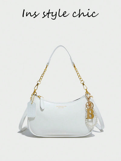 Pink Letter Crescent Shoulder Bag