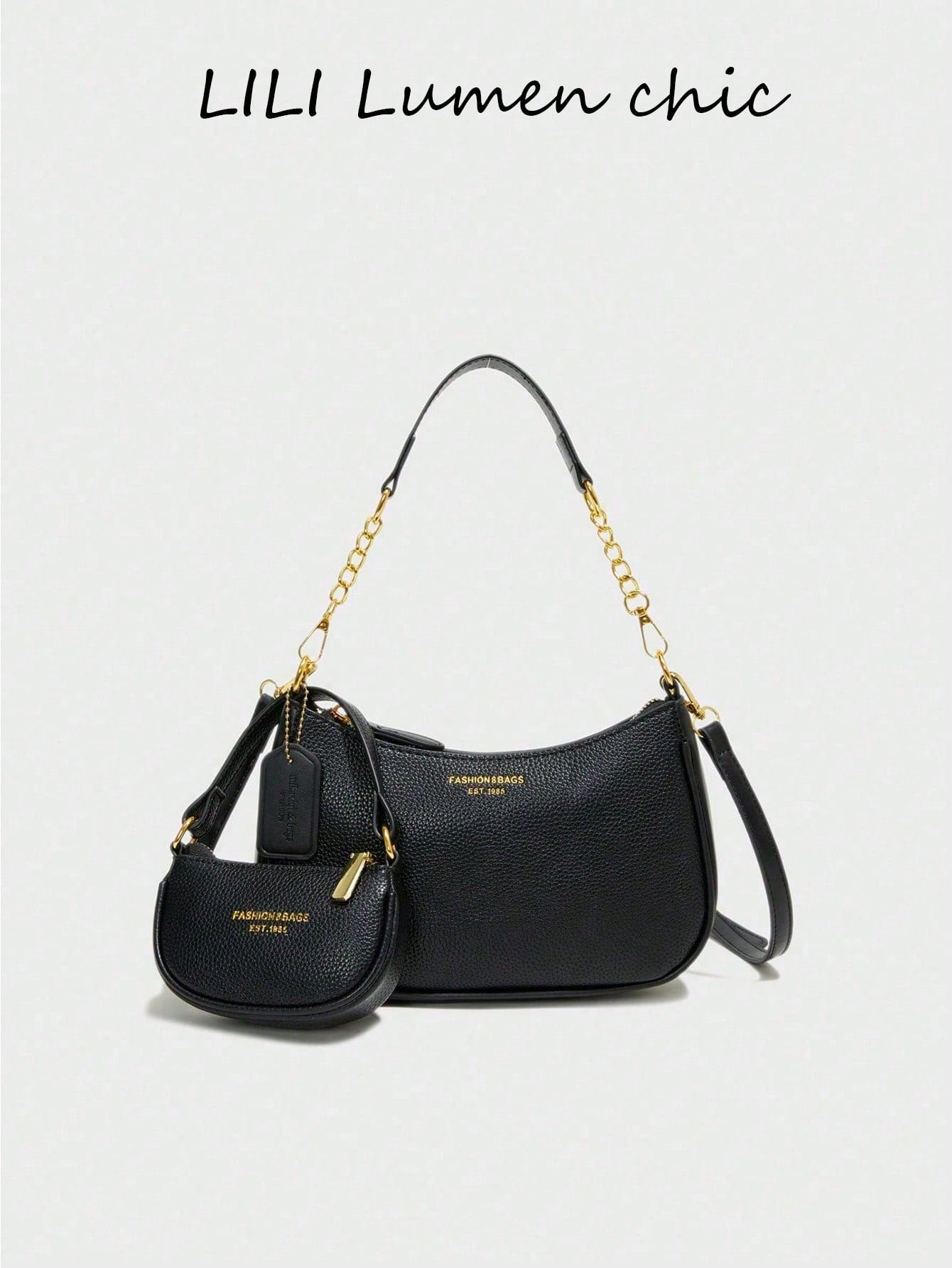 Letter Graphic Crescent Shoulder Bag