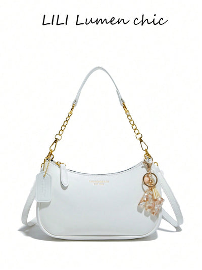 Letter Graphic Crescent Shoulder Bag