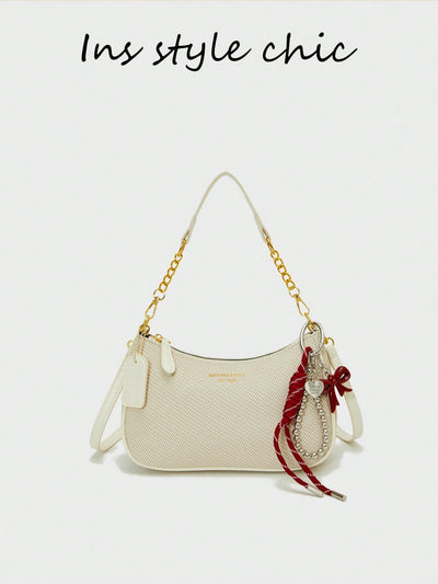 Pink Letter Crescent Shoulder Bag