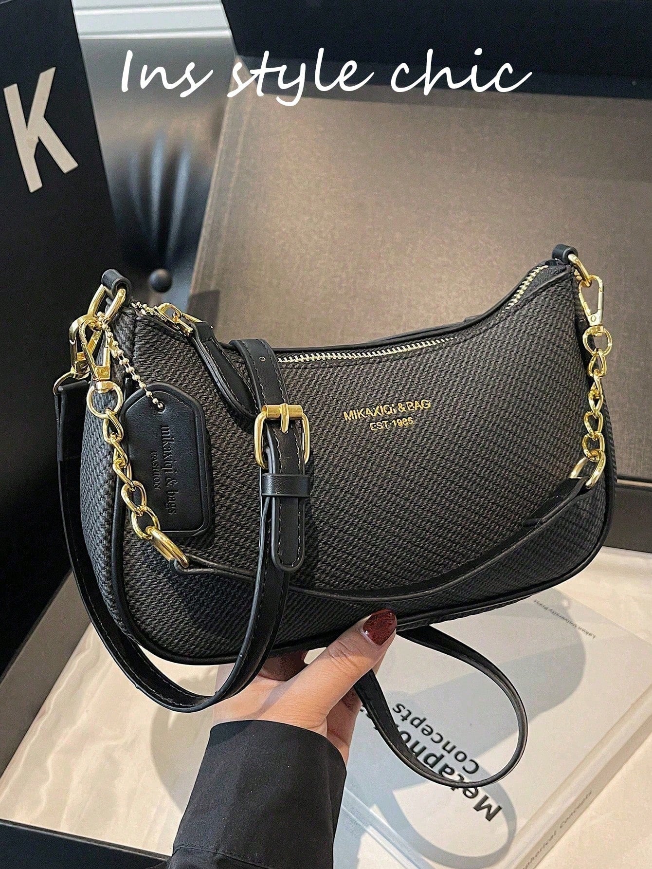 Pink Letter Crescent Shoulder Bag