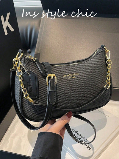 Pink Letter Crescent Shoulder Bag