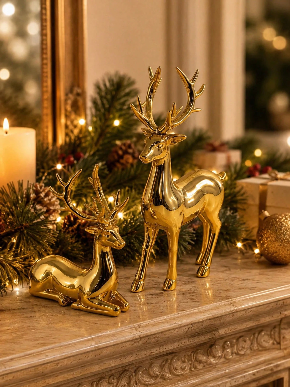 Gold Reindeer Christmas Tabletop Decor