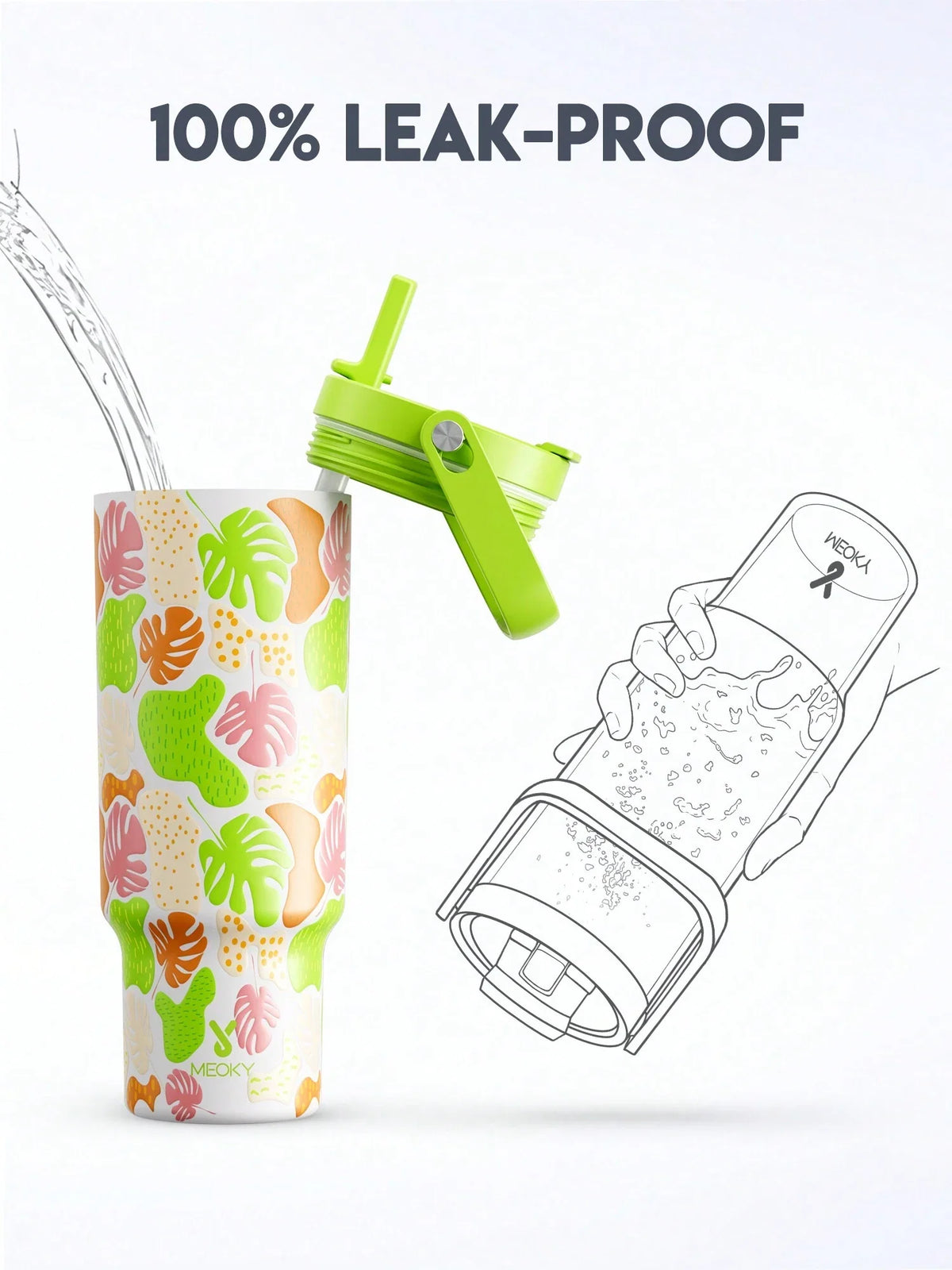 Meoky 40oz Insulated Stainless Steel Tumbler
