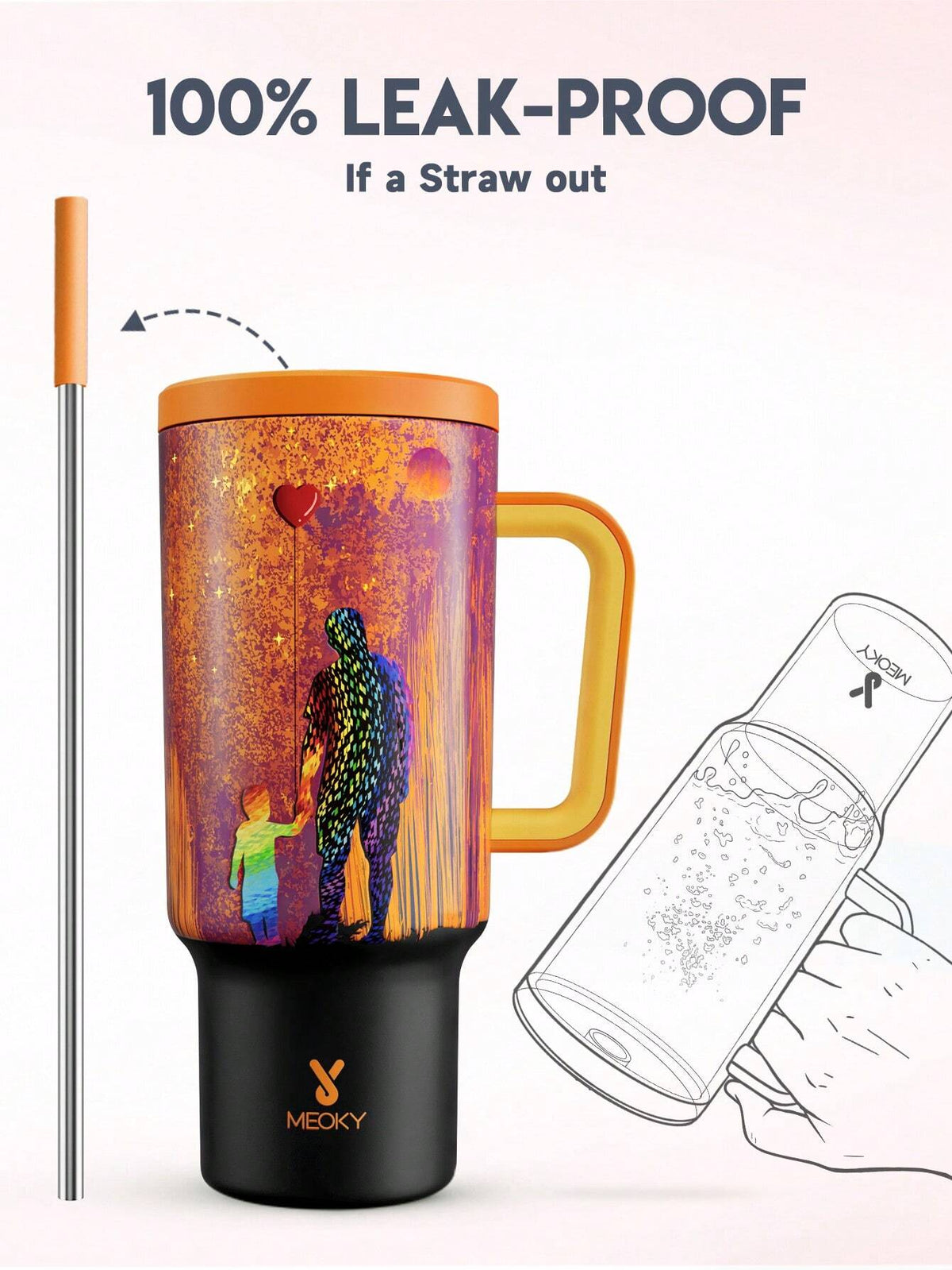 Meoky 40oz Insulated Tumbler Straw