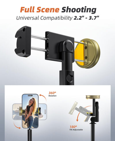 Tripod for iPhone, Selfie Stick with Remote, Stable & Durable Phone Tripod