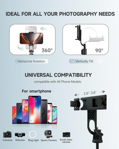 RISEOFLE 71” Phone Tripod & Selfie Stick, Portable All in One Extendable Cell Phone Tripod Stand, with Wireless Remote Control for iPhone/Samsung/Android/Camera
