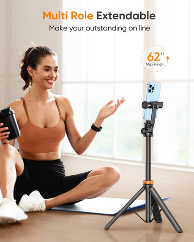 EUCOS 62" Phone Tripod, Tripod for iPhone & Selfie Stick with Remote
