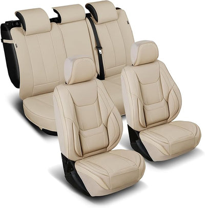 Coverland Custom Fit Car Seat Covers for SUV Compatible with [CX‑5, Forester, RAV4 Prime, Venza, RX 450h, RX 500h] Premium Waterproof Non-Slip Interior Seat Protector [Full set Beige - Size Chart X78]