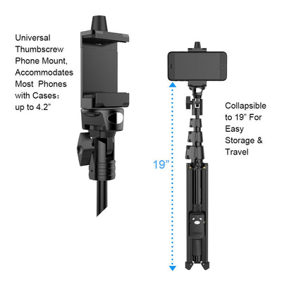 Fugetek 51" Professional Selfie Stick Tripod, 100% All Aluminum Stick & Legs, Lightweight, Detachable Bluetooth Remote, Portable All in One, Compatible with iPhone & Android, Non Skid Feet, Black