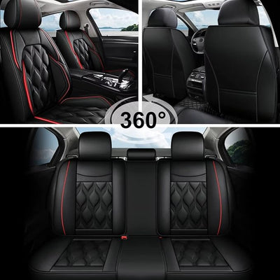 AOMSAZTO Car Seat Covers Full Set Fit for Honda HR-V 2016-2026 Waterproof Faux Leather Car Seat Cushions Automotive 5 Seat Covers Set（Black&Redline）