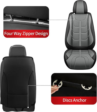 TTX LIGHTING Car Seat Covers fit for Chevrolet Traverse 2018-2026 Front Seat: Premium Leather Automotive Seat Cover with Airbag Compatible Waterproof (2 Seats, Black & Gray)