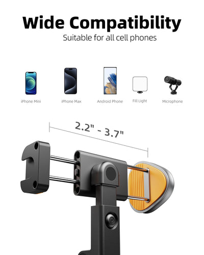 TODI 63" Cell Phone Selfie Stick Tripod, Portable Tripod for iPhone with Wireless Remote, Extendable Smartphone Stand, All-in-1, Compatible with iPhone/Android