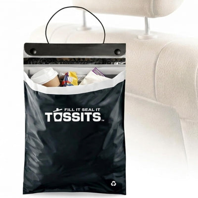 Tossits Hanging Car Trash & Garbage Bags, Disposable, Black 21 Count