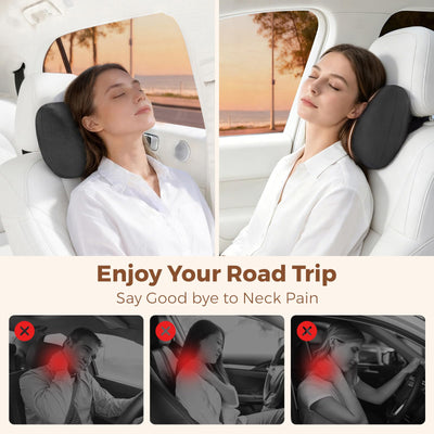 BEBAS Car Headrest Pillow with Adjustable Strap for Neck Support, Black