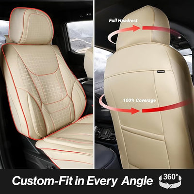Coverland Custom Fit Car Seat Covers for SUV Compatible with [CR-V, Odyssey, Carnival, Sedona, Highlander, Sienna] Premium Waterproof Non-Slip Interior Seat Protector [Front Beige - Size Chart A31]