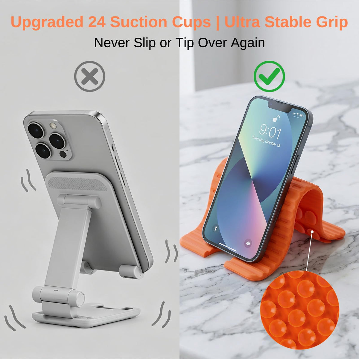 Airplane Phone Holder, Silicone Foldable Phone Stand for Desk and Travel