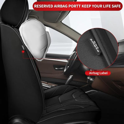 TTX LIGHTING Car Seat Covers fit for Chevrolet Camaro 2000-2024 Front Seat: Premium Leather Automotive Seat Cover with Airbag Compatible Waterproof (2 Seats, Black)