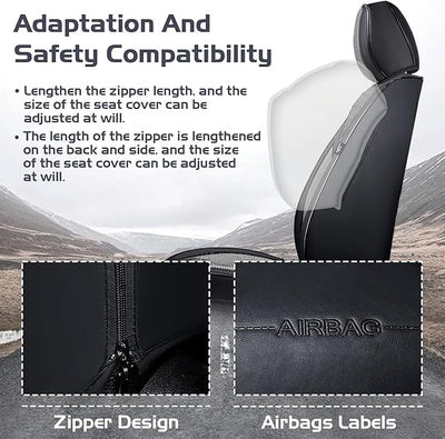 Truck Seat Covers for Chevy Silverado 3500 2007-2026, Waterproof Premium Leather Full Coverage Car Seat Cover, Muscle Sport Style Auto Interior Seat Cover Sets (Front Set/Black Gray)