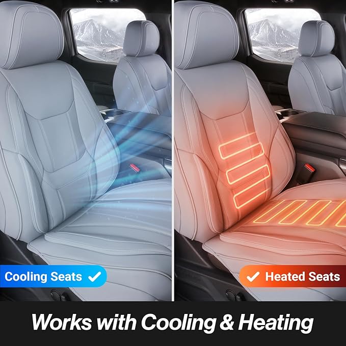 Coverland Custom Fit Car Seat Covers for SUV Compatible with [Fiat 500L, Ford Bronco Sport, Honda Pilot] Premium Water Resistant Leather Non-Slip Interior Protector [Front Gray - Size Chart A17]
