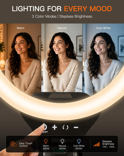SENSYNE Ring Light with Stand, 50" Phone Tripod with Wireless Remote