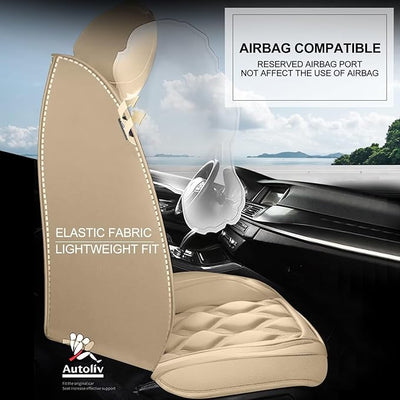 AOMSAZTO Car Seat Cover Full Set 5 Seats Fit for Ford Escape 2001-2026 Leather Car Seat Cushion Protector Compatible Airbag Waterproof Automotive Seat Covers Beige