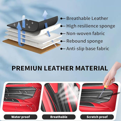 Fit Rogue Car Seat Covers Compatible with Nissan Rogue 2011-2025 2026 - Premium Leather， Waterproof Breathable， All-Weather Seat Cushion Protecto&Airbag Compatible (2 Front Seat Red&Black)