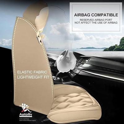AOMSAZTO Car Seat Covers Full Set Fit for Kia Soul 2010-2026 Waterproof Faux Leather Car Seat Cushions Automotive 5 Seat Covers Set（Beige）