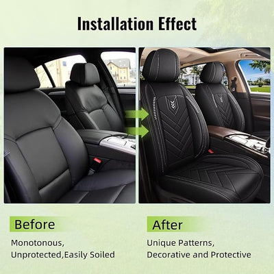 AOMSAZTO Car Seat Covers Fit for Kia Sportage 2009-2025 2026 Premium Front Seat Covers Waterproof Leather Automotive Seat Covers Compatible with Airbag (2 Seats,Black)