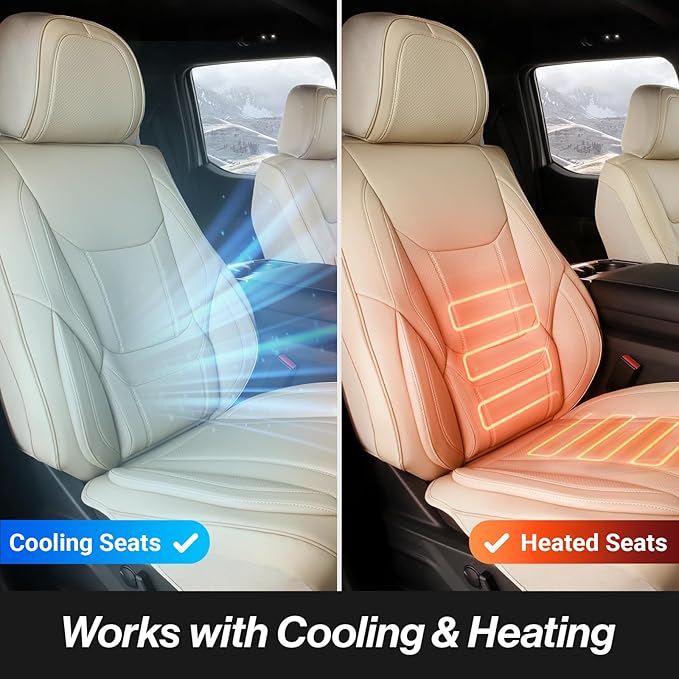 Coverland Custom Fit Car Seat Covers for SUV Compatible with [RAV4, CR‑V, Equinox, Tucson, Rogue, Crosstrek] Premium Waterproof Non-Slip Interior Seat Protector [Full Set Beige - Size Chart X55]