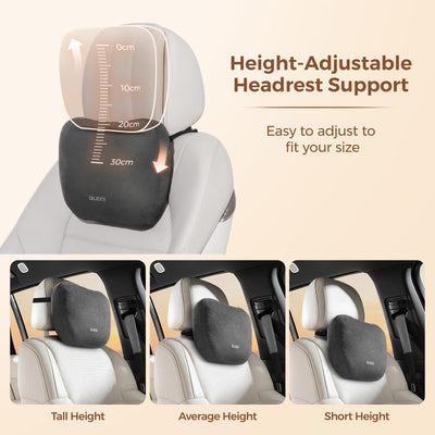 BEBAS Car Headrest Pillow with Adjustable Strap for Neck Support, Black