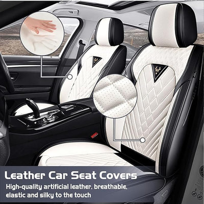 Truck Seat Covers for Toyota Tundra 2008-2026, Waterproof Premium Leather Full Coverage Car Seat Cover, Muscle Sport Style Auto Interior Seat Cover Sets (Full Set/Black White)