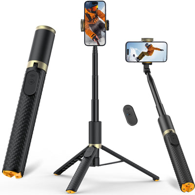 Tripod for iPhone, Selfie Stick with Remote, Stable & Durable Phone Tripod