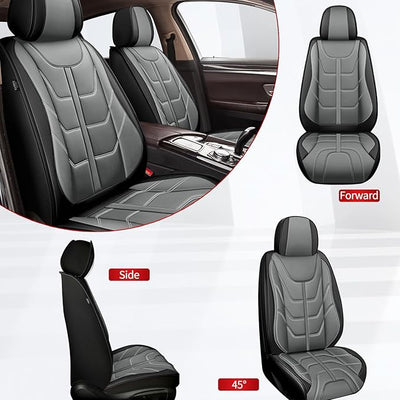 TTX LIGHTING Car Seat Covers fit for Jeep Wrangler 2003-2026 Front Seat: Premium Leather Automotive Seat Cover with Airbag Compatible Waterproof (2 Seats, Black & Gray)