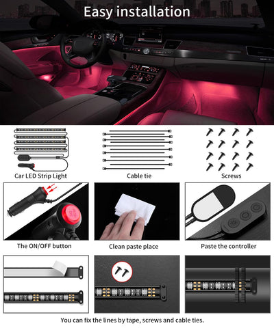 Govee Car LED Lights, RGB Smart Car Interior Lights, App Control