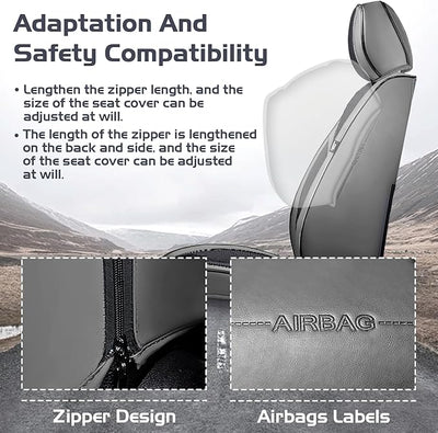 Truck Seat Covers for GMC Sierra 3500 2007-2026, Waterproof Premium Leather Full Coverage Car Seat Cover, Muscle Sport Style Auto Interior Seat Cover Sets (Front Set/Gray Black)