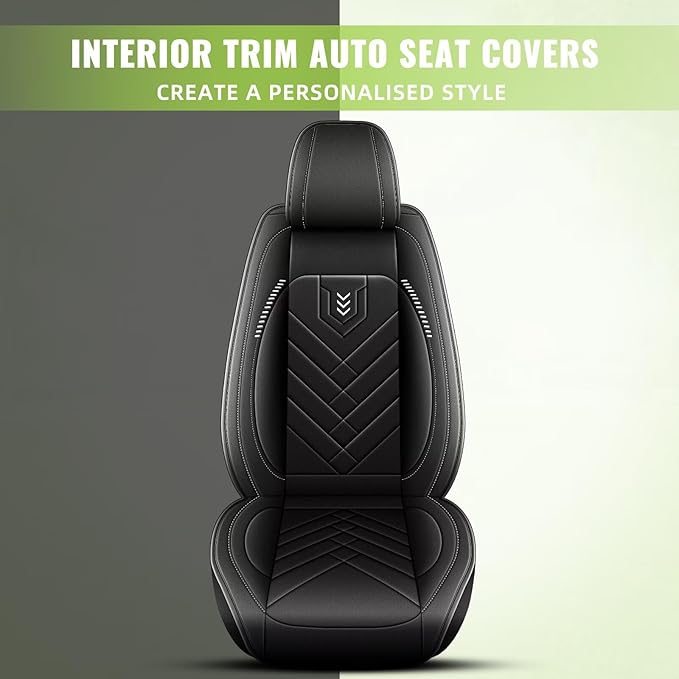 AOMSAZTO Car Seat Covers Fit for Kia Sportage 2009-2025 2026 Premium Front Seat Covers Waterproof Leather Automotive Seat Covers Compatible with Airbag (2 Seats,Black)