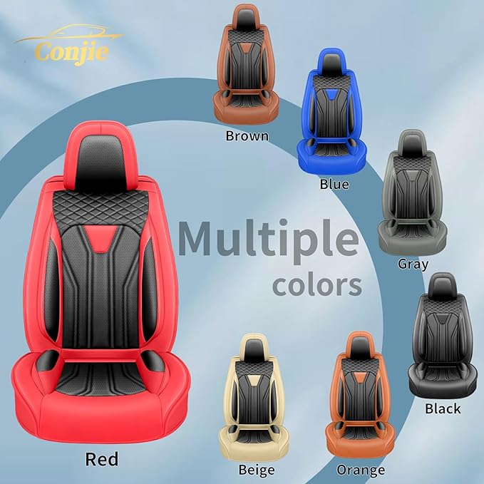 Fit Juke Car Seat Covers Compatible with Nissan Juke 2012-2015 2016 - Full Set Premium Leather， Waterproof Breathable， All-Weather Seat Cushion Protecto&Airbag Compatible （Red & Black