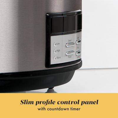 Crock-Pot Large 8-Quart Programmable Slow Cooker with Auto Warm Setting Black Stainless Steel