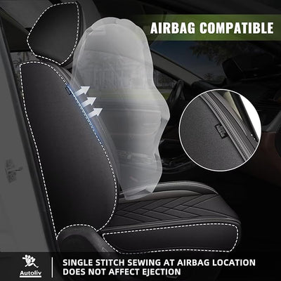 AOMSAZTO Car Seat Covers Front Set Fit for Ford Focus 2009-2018 Faux Leather Waterproof Seat Covers Automotive Seat Cushion Protector(2 Seats, Black&Grey)