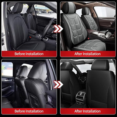 TTX LIGHTING Car Seat Covers fit for Kia Forte 2010-2026 Front Seat: Premium Leather Automotive Seat Cover with Airbag Compatible Waterproof (2 Seats, Black & Gray)