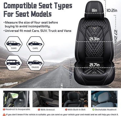 Truck Seat Covers for Toyota Tacoma 2006-2026, Waterproof Premium Leather Full Coverage Car Seat Cover, Muscle Sport Style Auto Interior Seat Cover Sets (Front Set/Black)