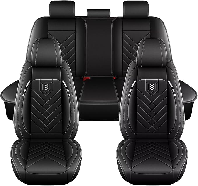 AOMSAZTO Car Seat Covers Fit for Jeep Patriot 2010-2017 Full Set Premium Seat Covers Waterproof Leather Automotive Seat Cushion Protector Compatible with Airbag(5 Seats,Black)