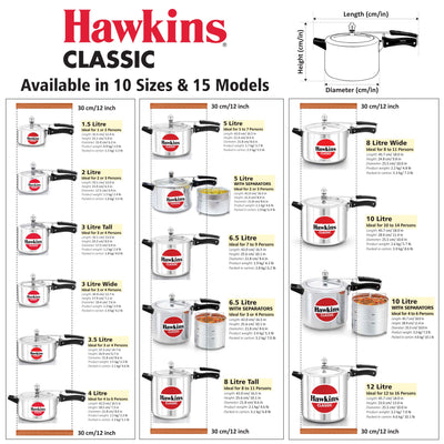 Hawkins 4 Litre Classic Pressure Cooker, Best Inner Lid Cooker, Silver (CL40)